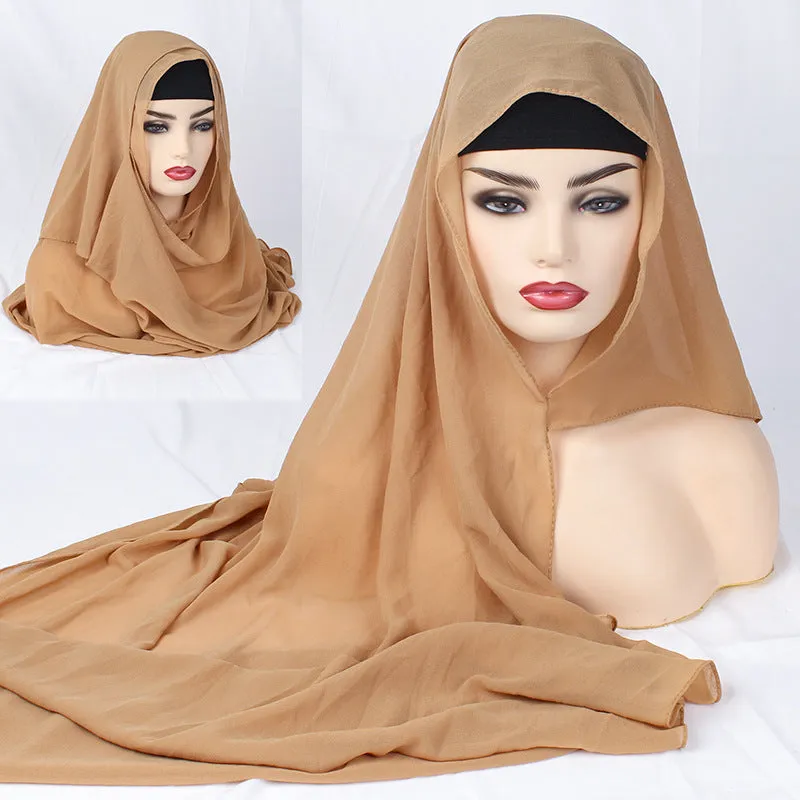 Pure Color Headscarf Set - Malay-Indonesia Hijab - Veil Long Scarf Women