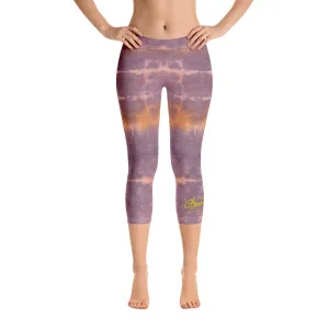 Purple Sunset Tie Dye Capri Leggings