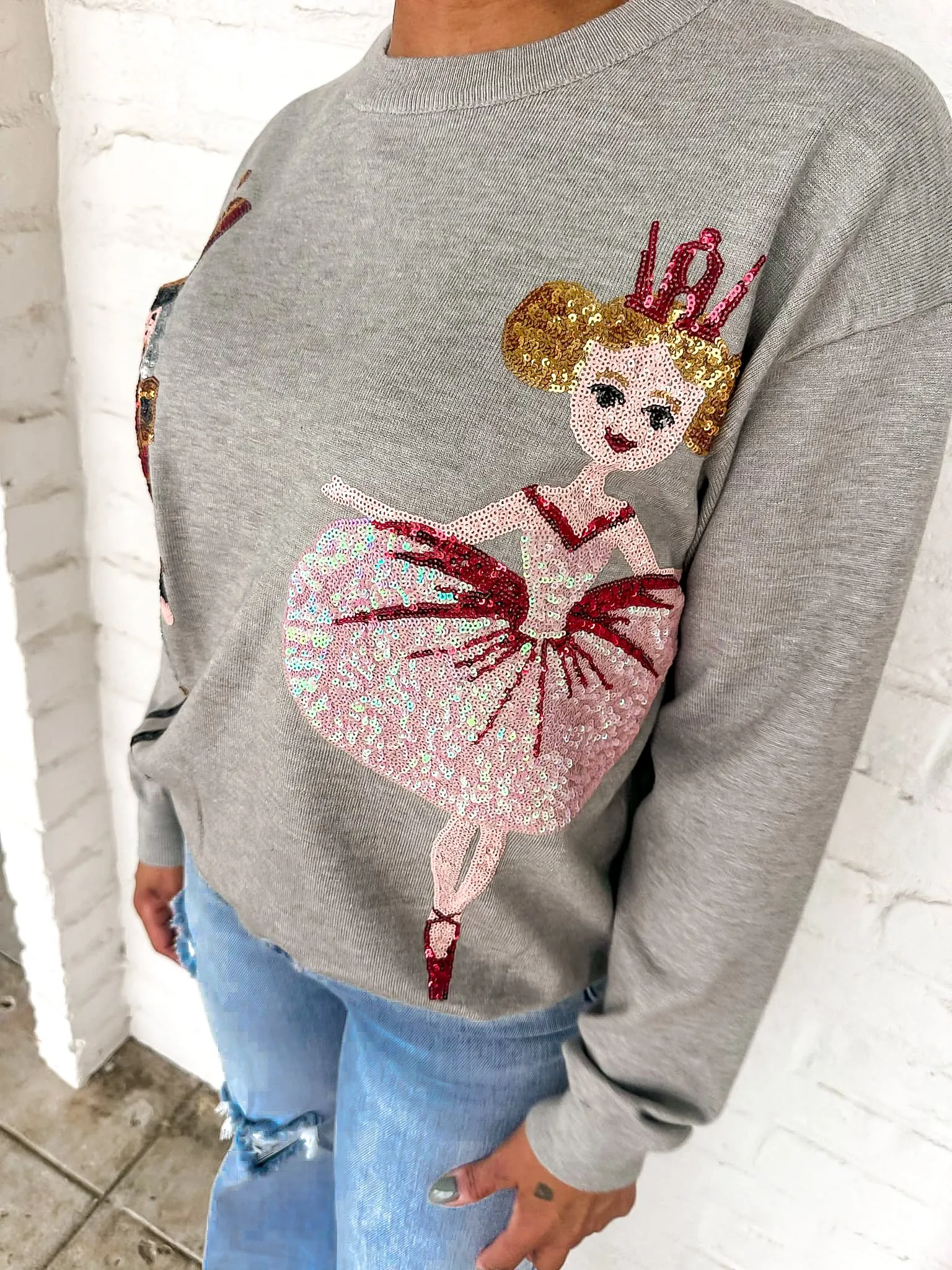 Queen of Nutcracker and Ballerina Grey Sweater