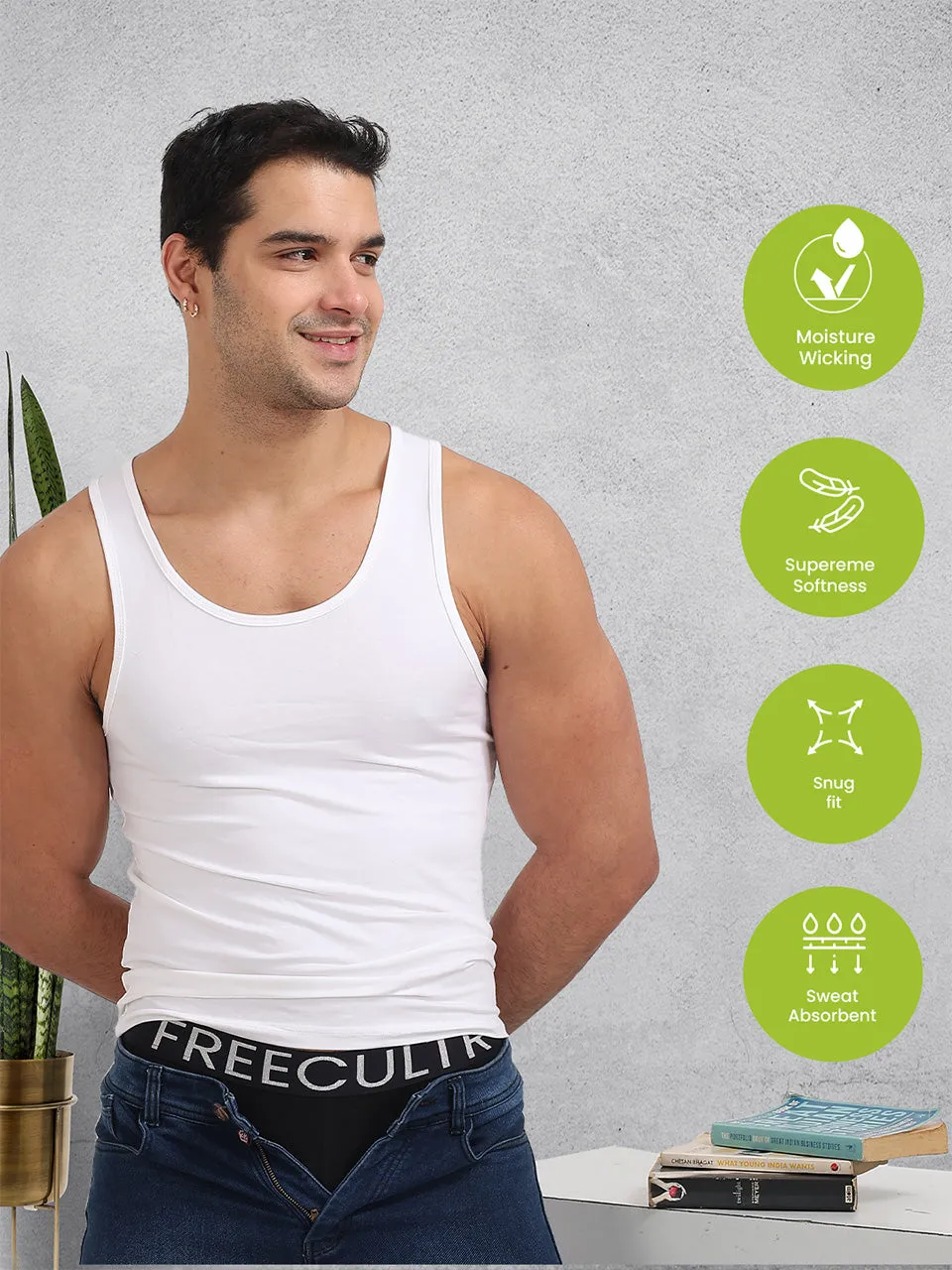 Regular Fit Organic Cotton Comfort Vest for Men (Pack of 2)