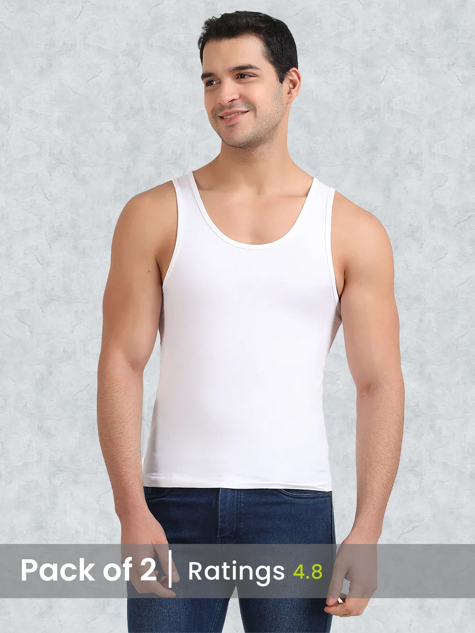 Regular Fit Organic Cotton Comfort Vest for Men (Pack of 2)