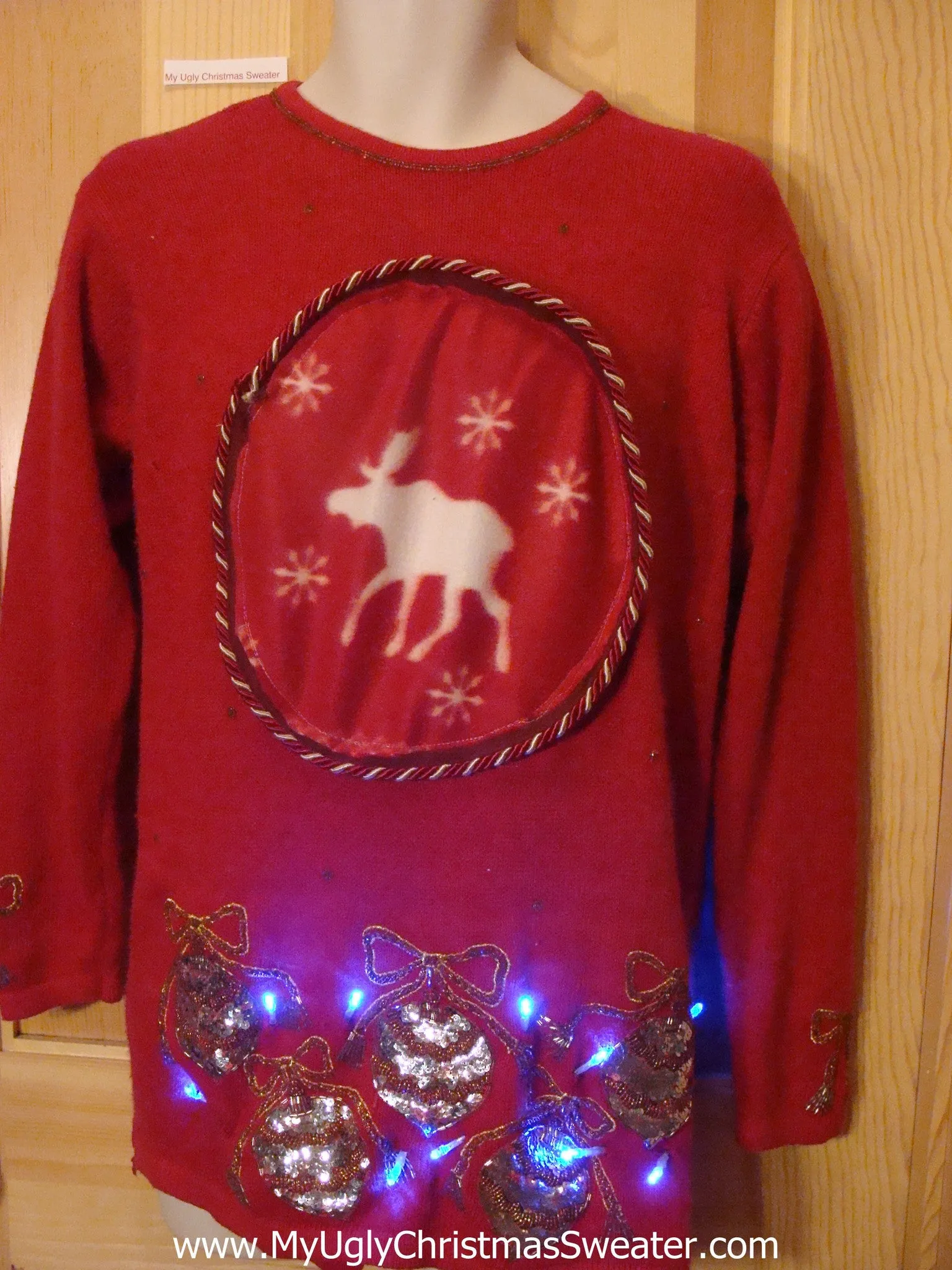 Reindeer with Bling 80s Light Up Christmas Sweater