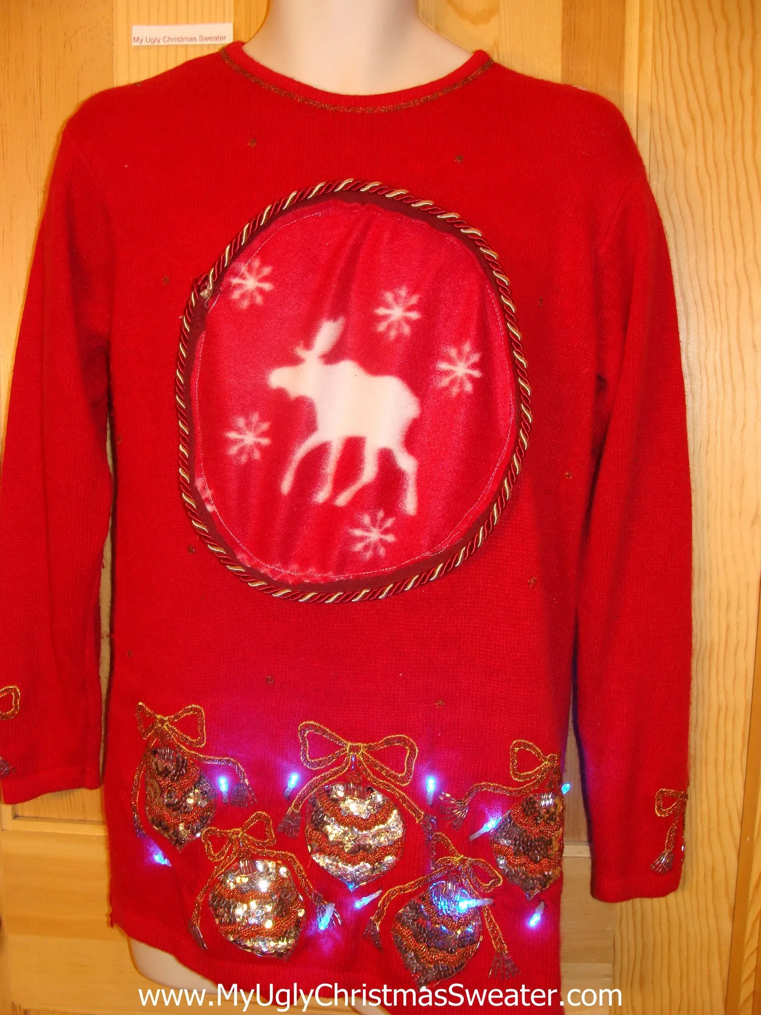 Reindeer with Bling 80s Light Up Christmas Sweater