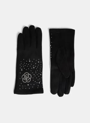 Rhinestone Applique Gloves