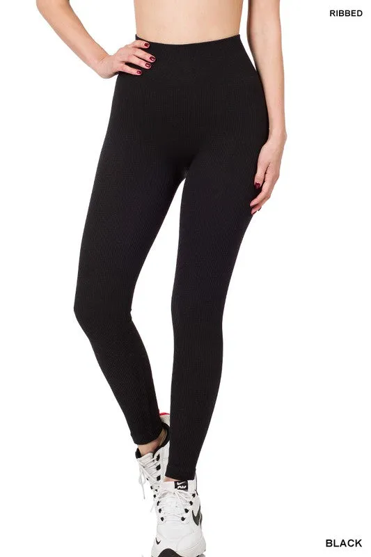 Ribbed Seamless High Waisted Full Length Leggings