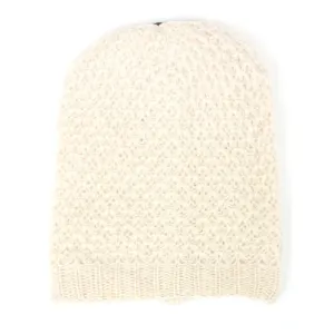 Ringlet Textured Slouchy Beanie in Off White