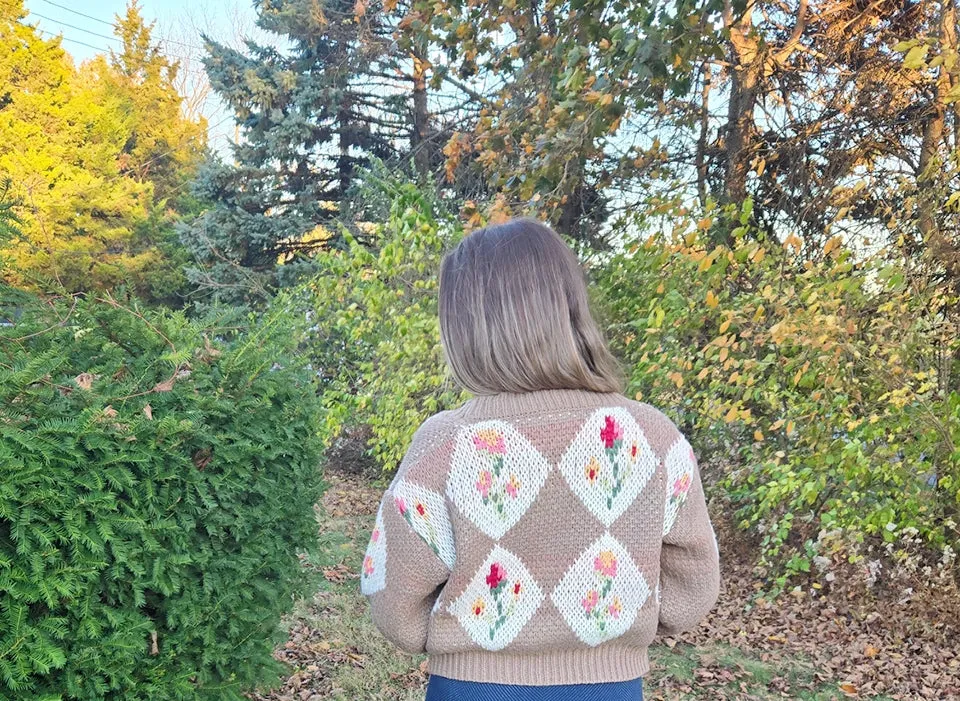 Romantic Bouquet Cropped Vintage Floral Cardigan