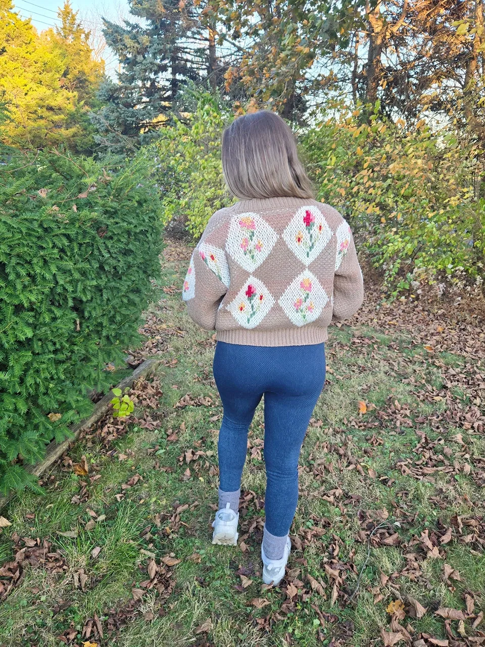 Romantic Bouquet Cropped Vintage Floral Cardigan