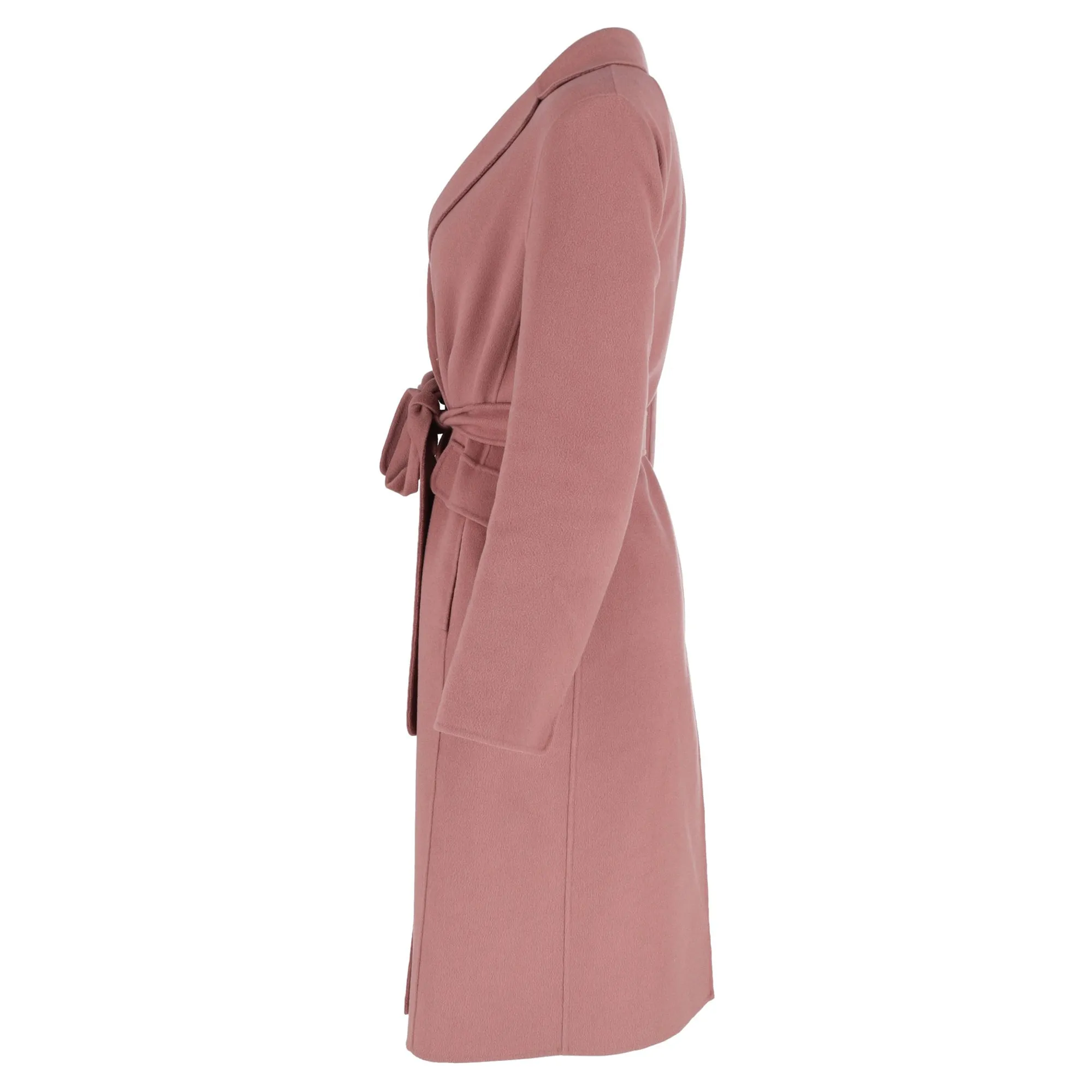 'S Max Mara Poldo Belted Long-Sleeved Coat in Pink Wool