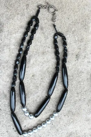 Silver and Black Double Strand Necklace