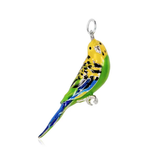 Silver and Enamel Budgerigar Pendant by Joy Everley