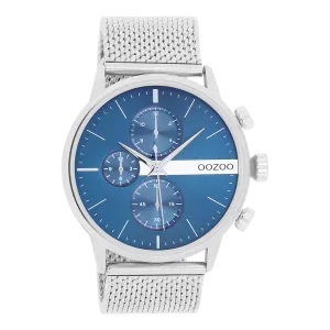 Silver coloured OOZOO watch with silver coloured metal mesh bracelet - C11100