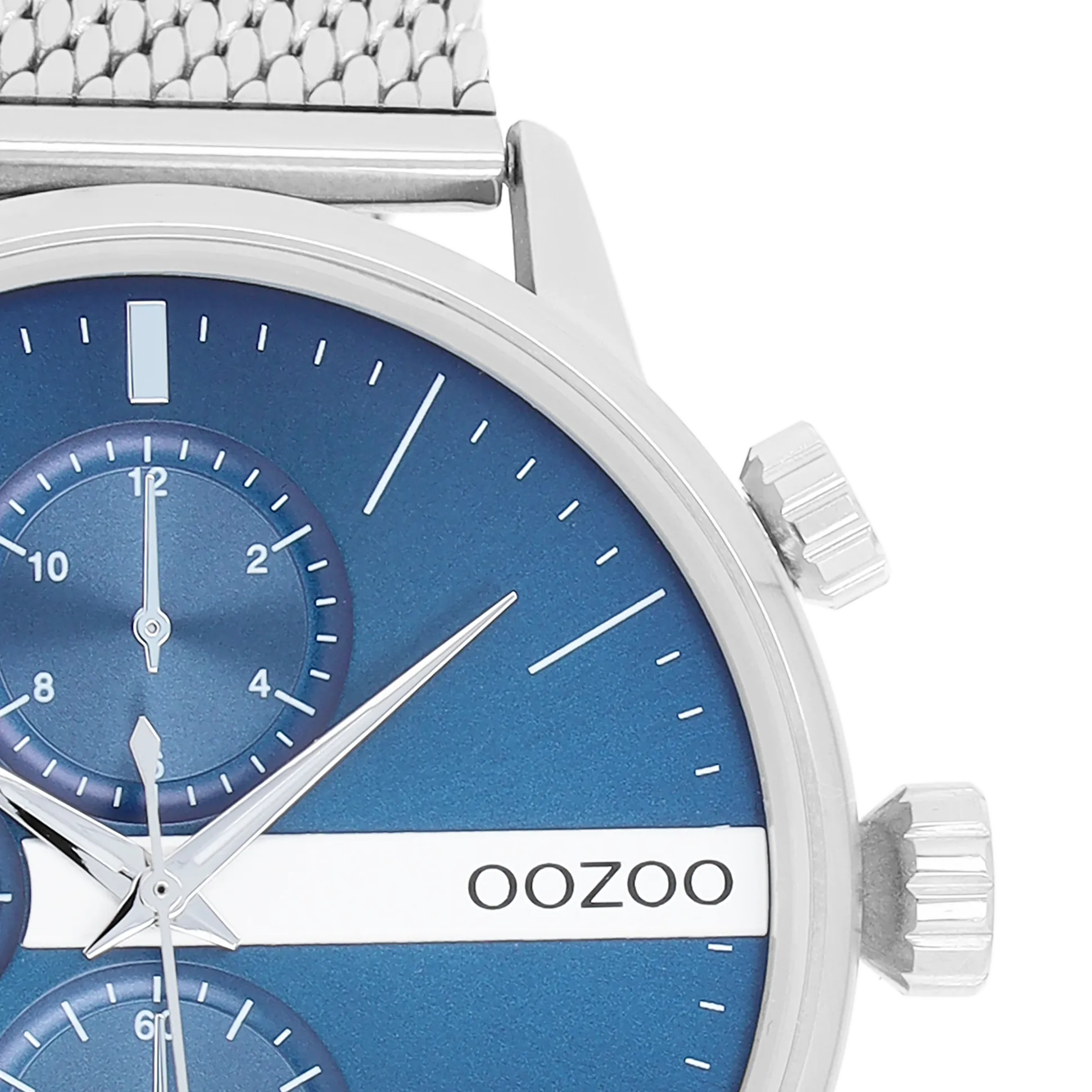 Silver coloured OOZOO watch with silver coloured metal mesh bracelet - C11100