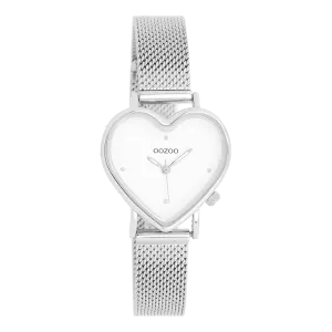 Silver coloured OOZOO watch with silver coloured metal mesh bracelet - C11413