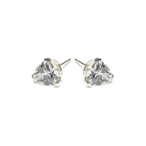 Silver Stud Earrings Triangle Crystal