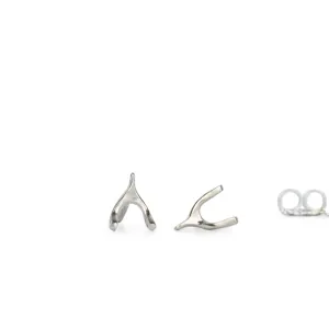 Silver Wishbone Stud Earrings