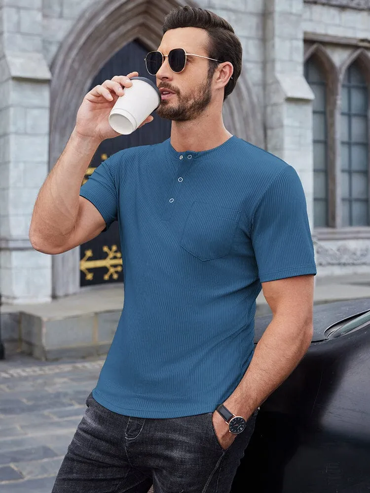 Simple Stretch Ribbed Henley Shirt (US Only)