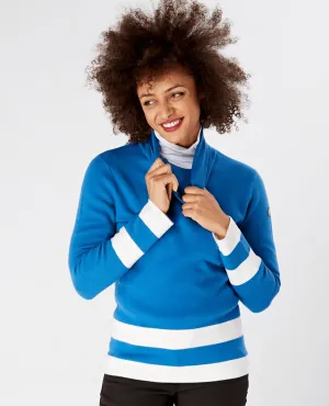 SIZE XL - SWING OUT SISTER Cedar Sweater Lapis Blue/White