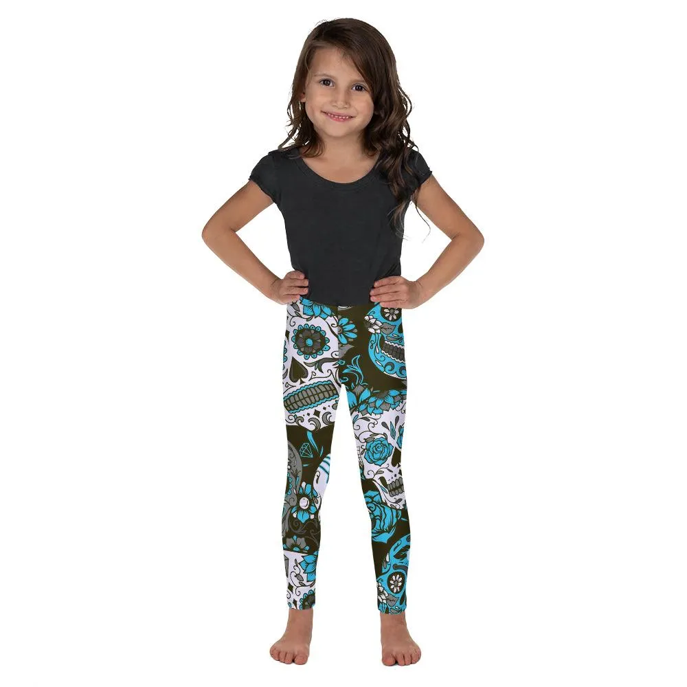 Sky Blue Sugar Skull Kid's Leggings