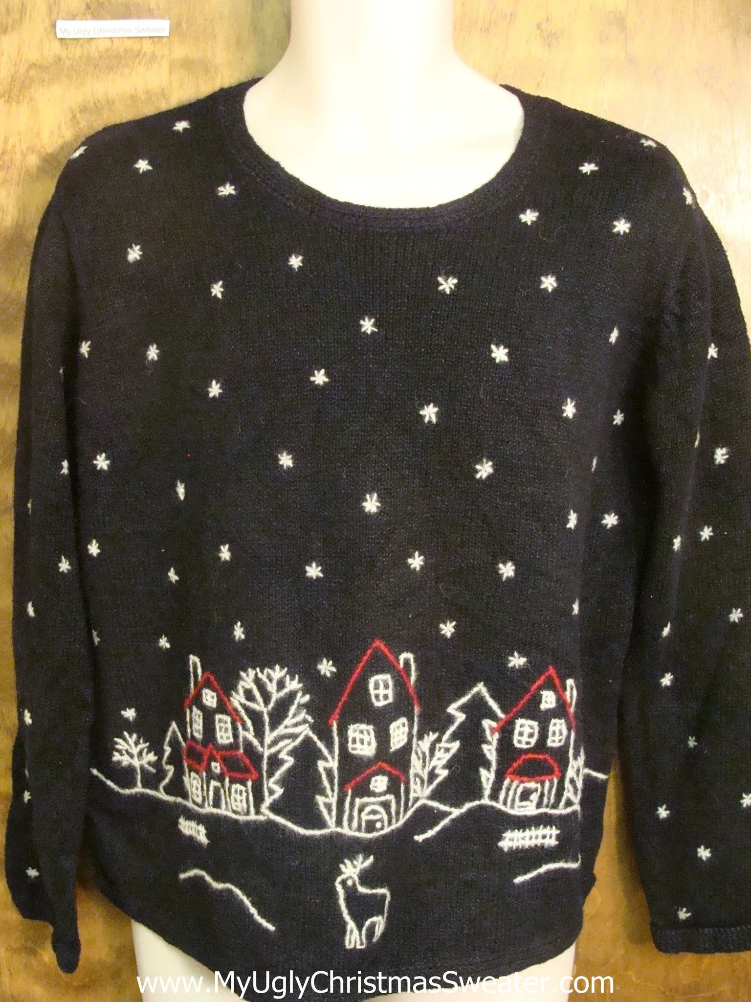 Snowy Village Tacky Xmas Party Sweater