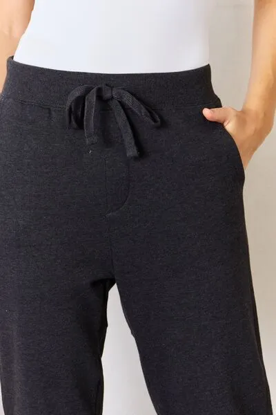 Soft Knit Drawstring Cropped Joggers