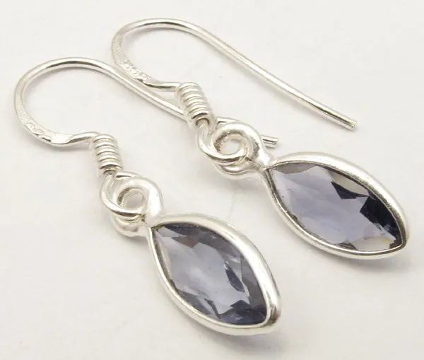 Solid Silver Iolite Marquise Drop Earrings