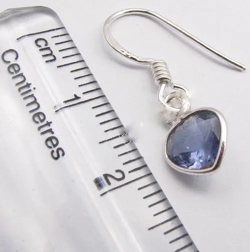 Solid Silver Iolite Mini Reverse Tear-Drop Drop Earrings