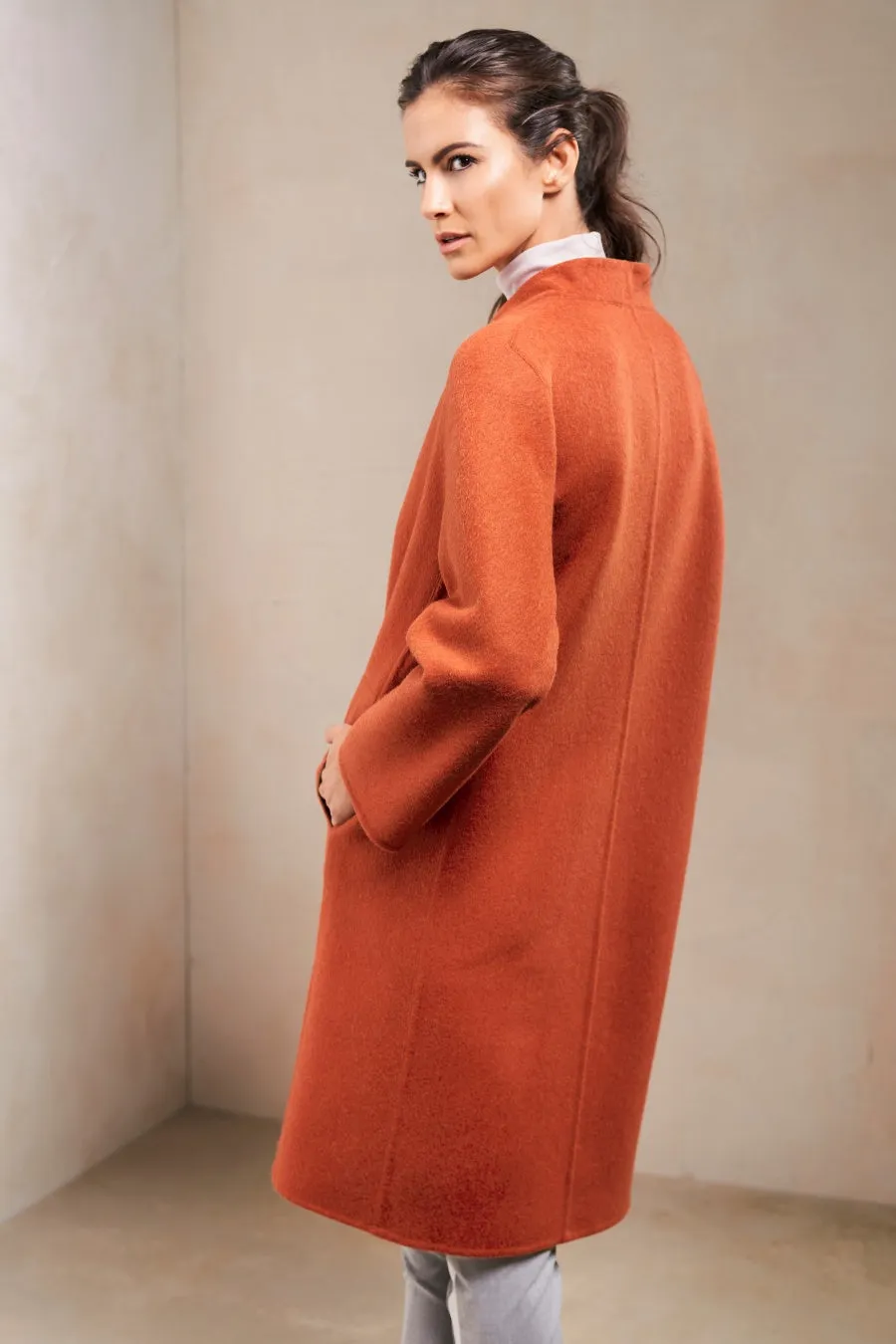 Stefanie Coat Baby Alpaca & Wool Color Oxide & Camel