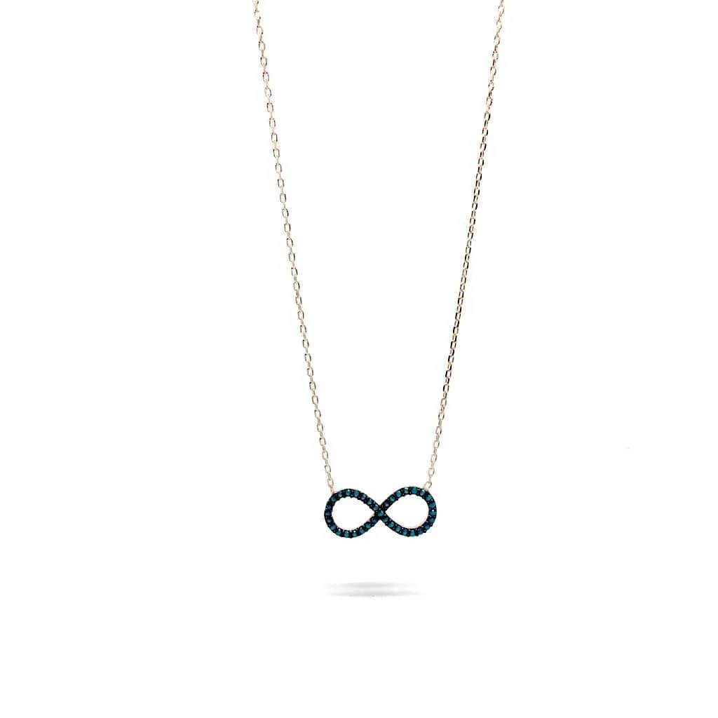 Sterling Silver Infinity Mini infinity figure Pendant Necklace in Rose Gold or Silver