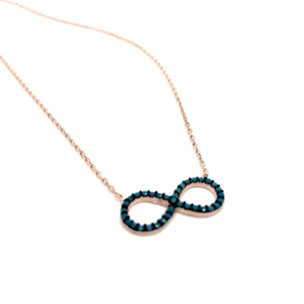 Sterling Silver Infinity Mini infinity figure Pendant Necklace in Rose Gold or Silver