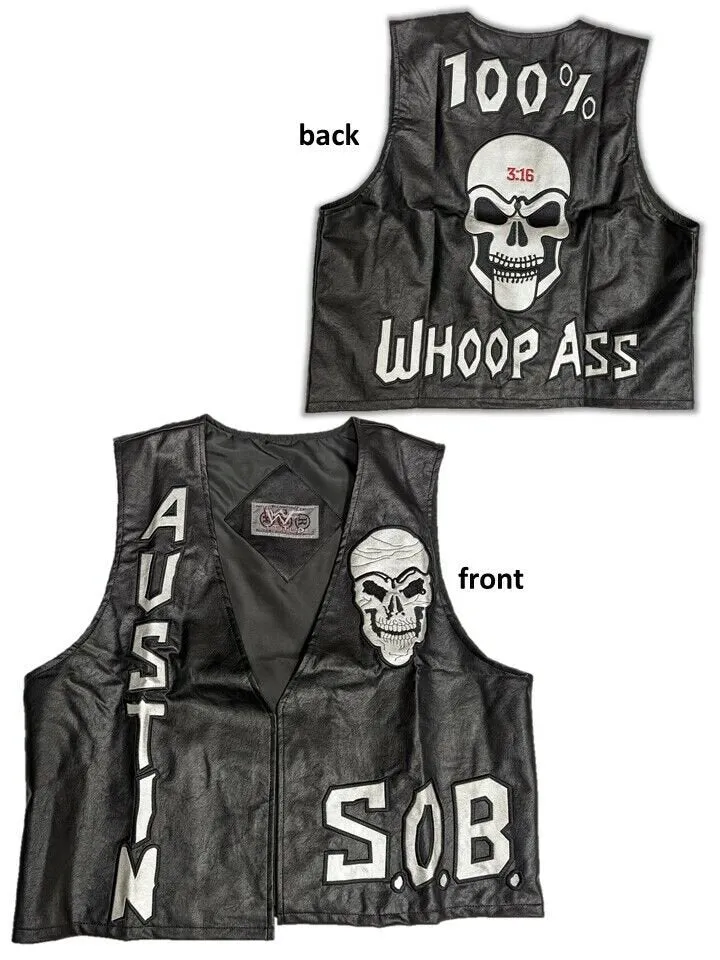 Stone Cold Steve Austin SOB 3:16 Skull Vest Black