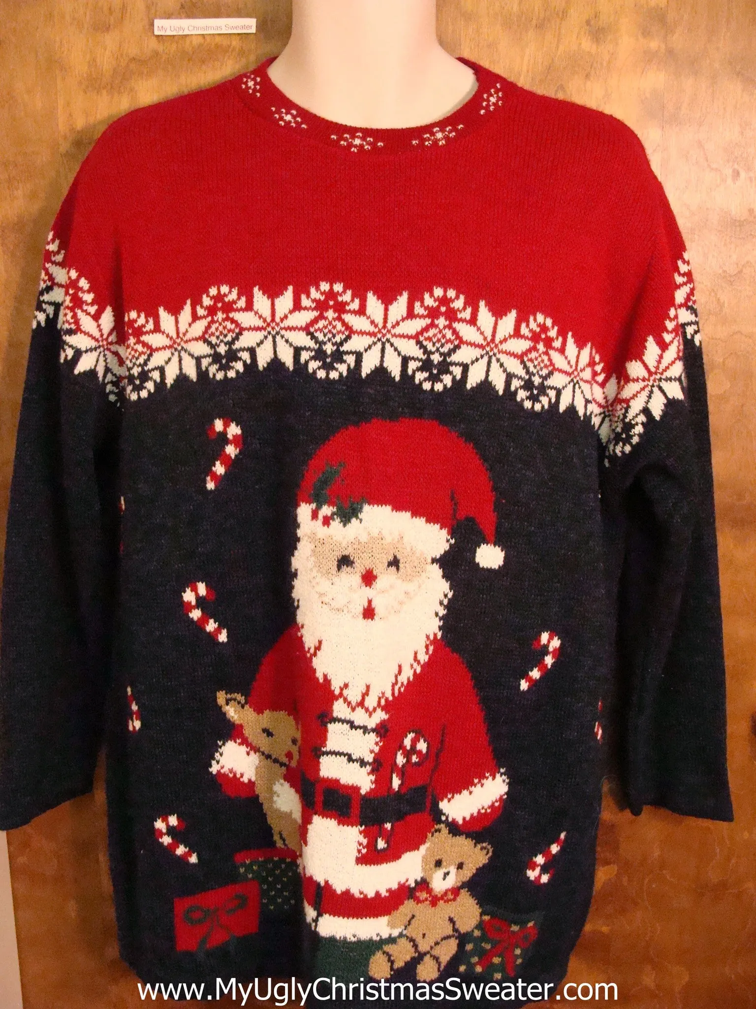 Surprised Santa 80s Ugliest Christmas Sweater Pullover