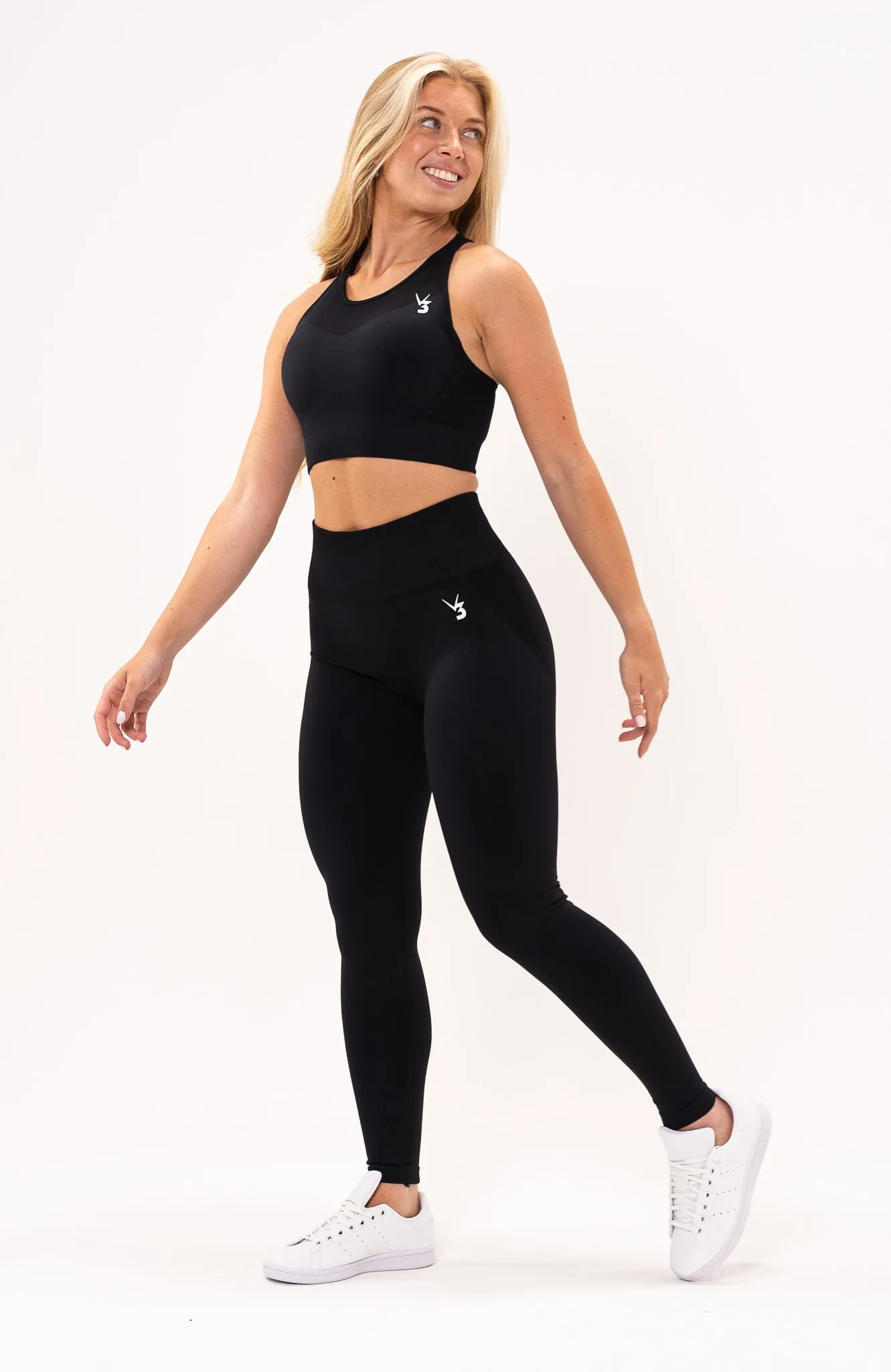 Tempo Seamless Scrunch Leggings & Sports Bra Set - Black