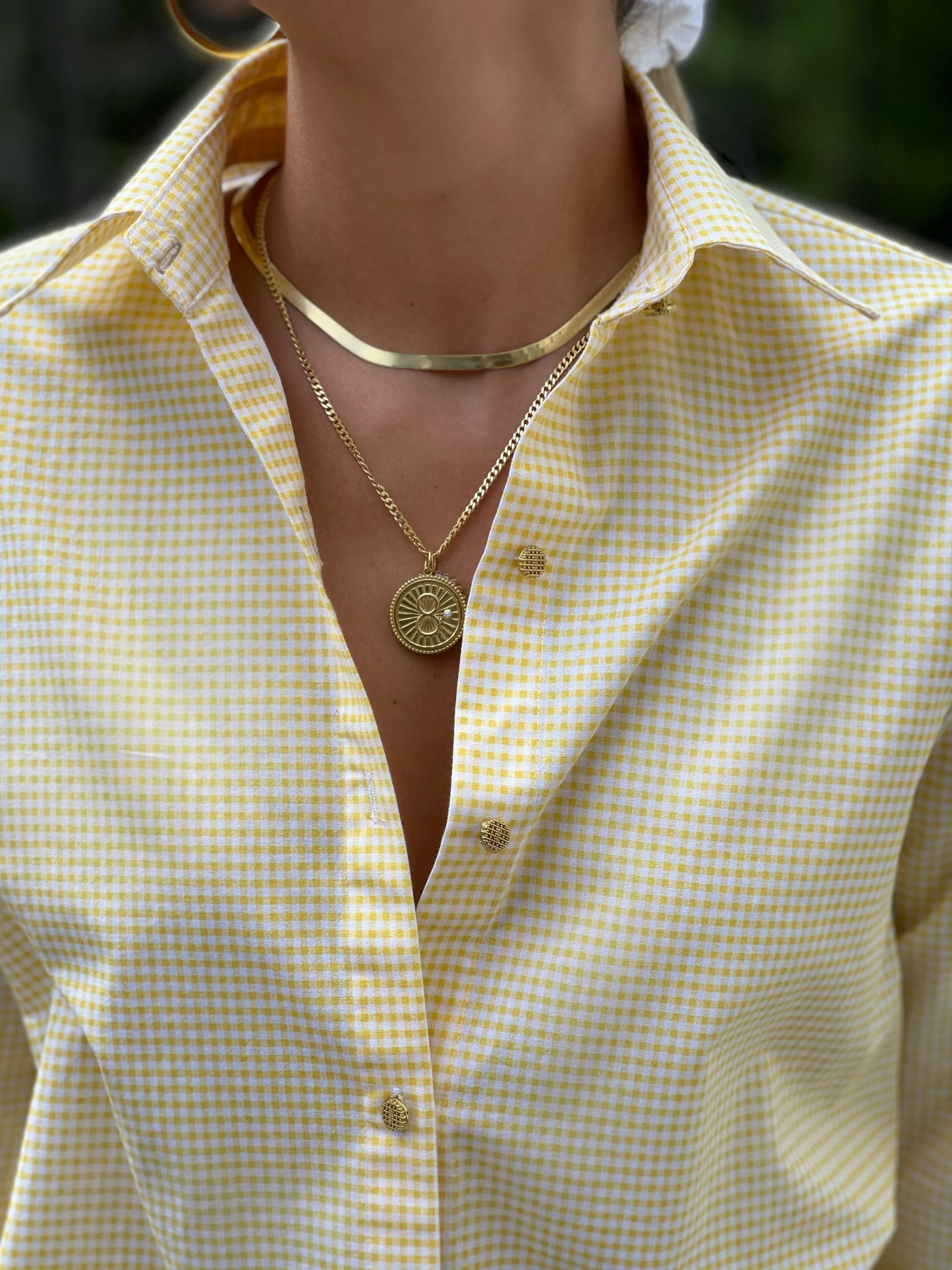 The Boyfriend Shirt in Yellow Mini Checkered