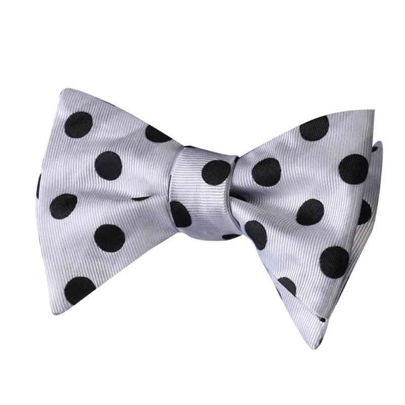 Tie Your Own Bow Tie - White and Black Polka Dot