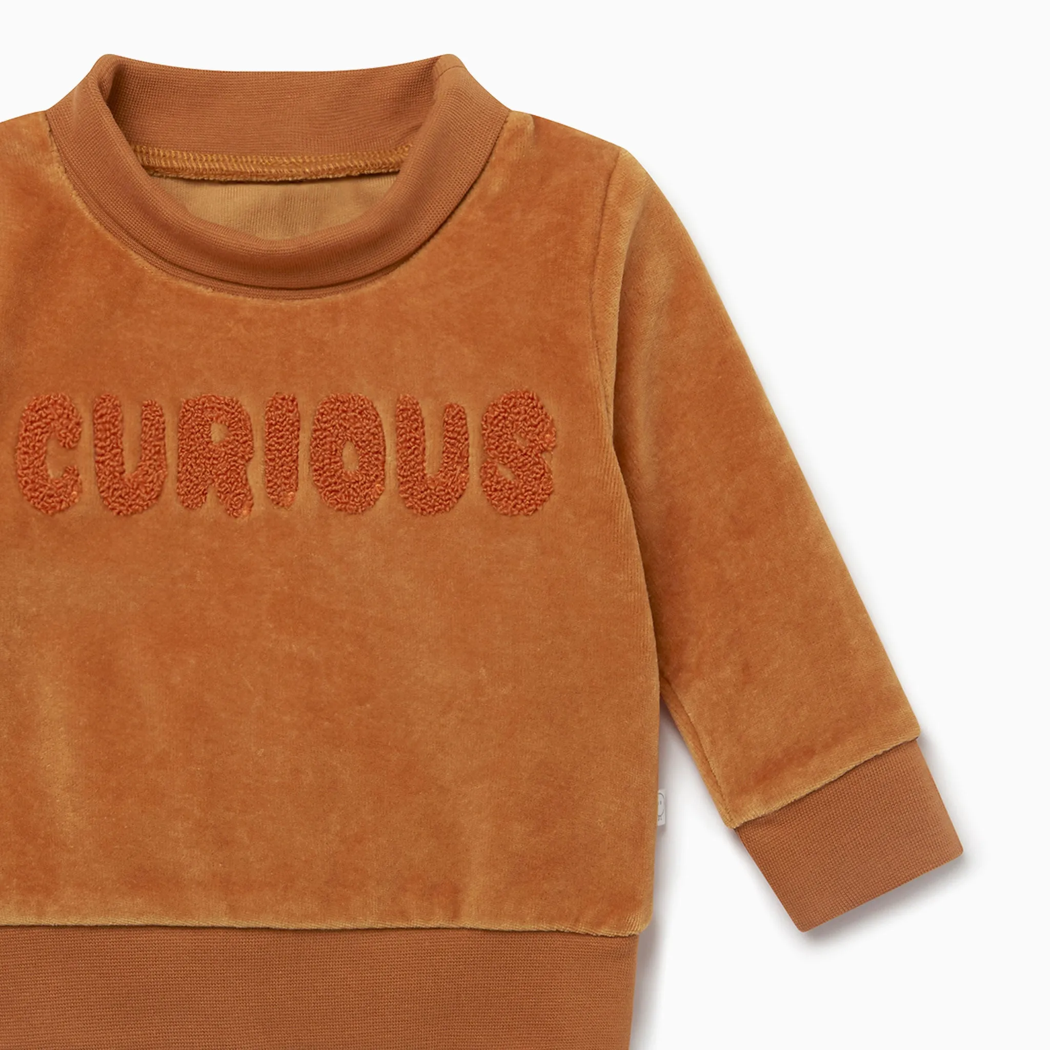 Velour Curious Slogan Sweatshirt & Joggers Outfit