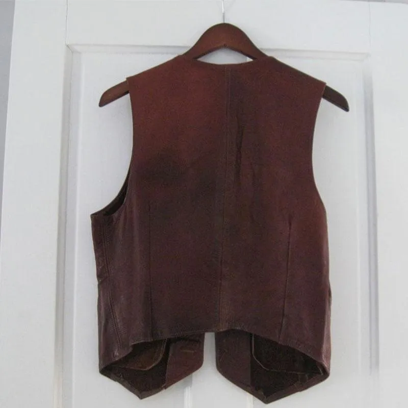 VINTAGE 1960S-70S HAND-CRAFTED LEATHERING HEIGHTS PROVINCETOWN MEN'S BROWN VEST