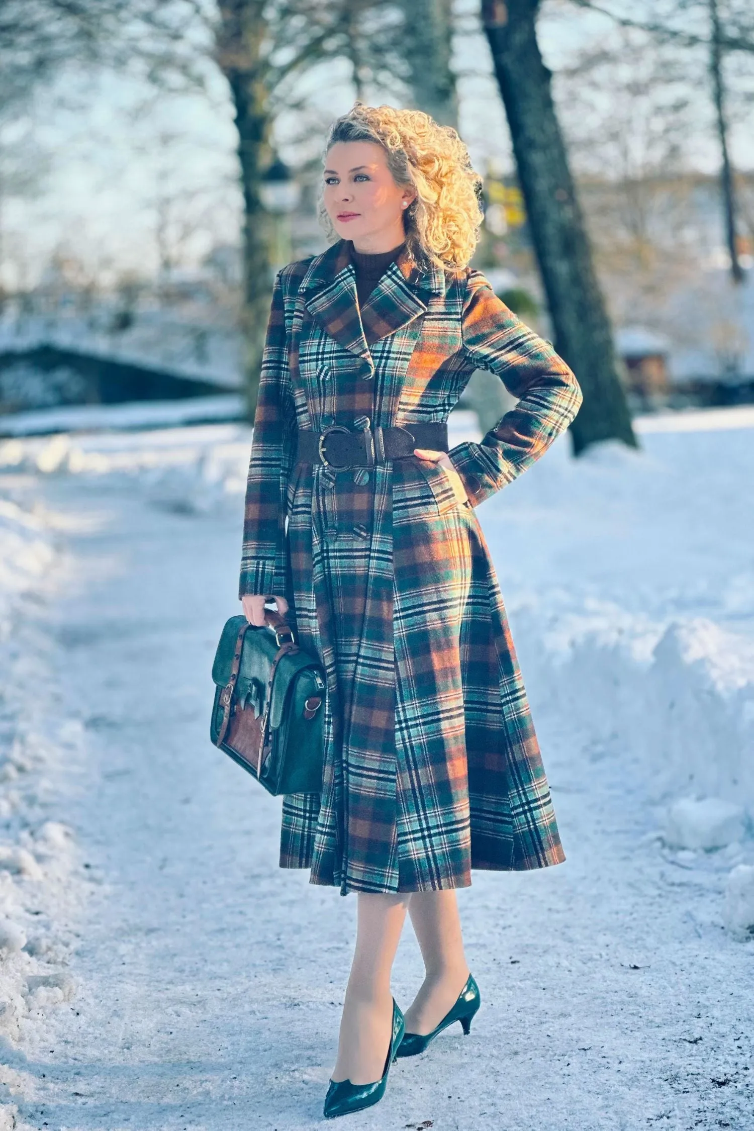 Vintage Plaid Long Wool Coat 4807