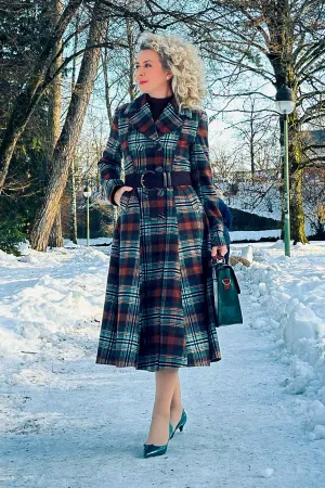 Vintage Plaid Long Wool Coat 4807