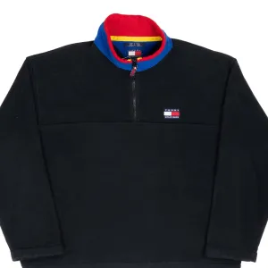 VINTAGE TOMMY HILFIGER BLACK QUARTER ZIP FLEECE JACKET 1990S XL