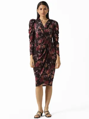 Wardrobe Black Floral Printed Overlay Dress