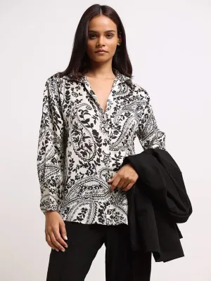 Wardrobe Off-White Monochrome Paisley-Print Shirt