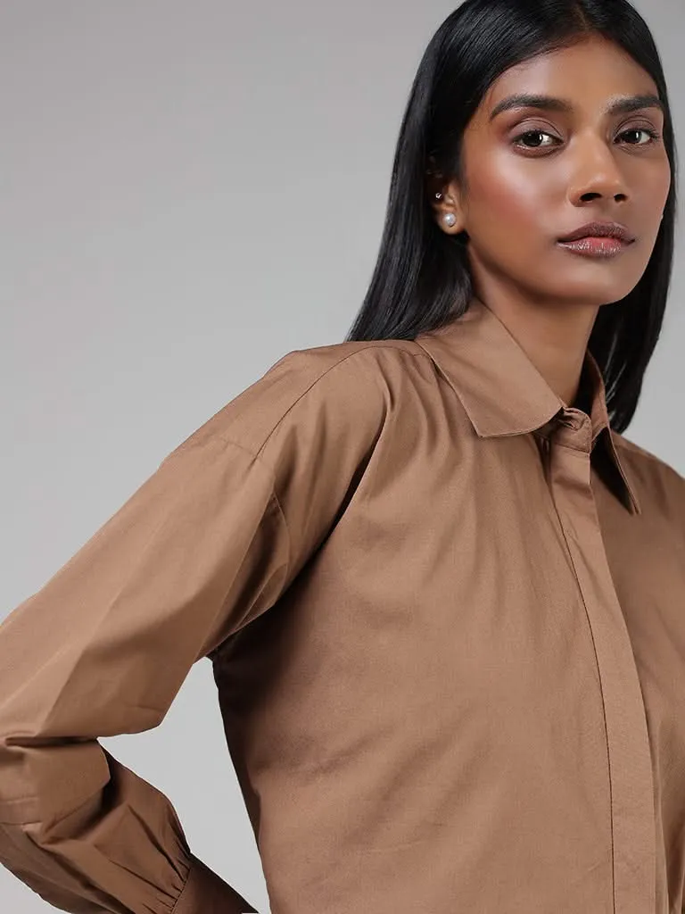 Wardrobe Solid Tan Shirt