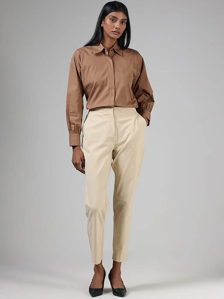 Wardrobe Solid Tan Shirt