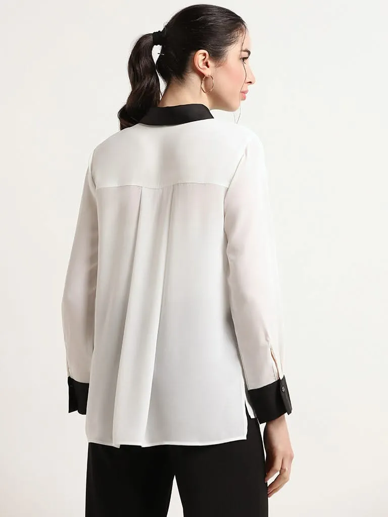 Wardrobe White Contrast-Trim Shirt