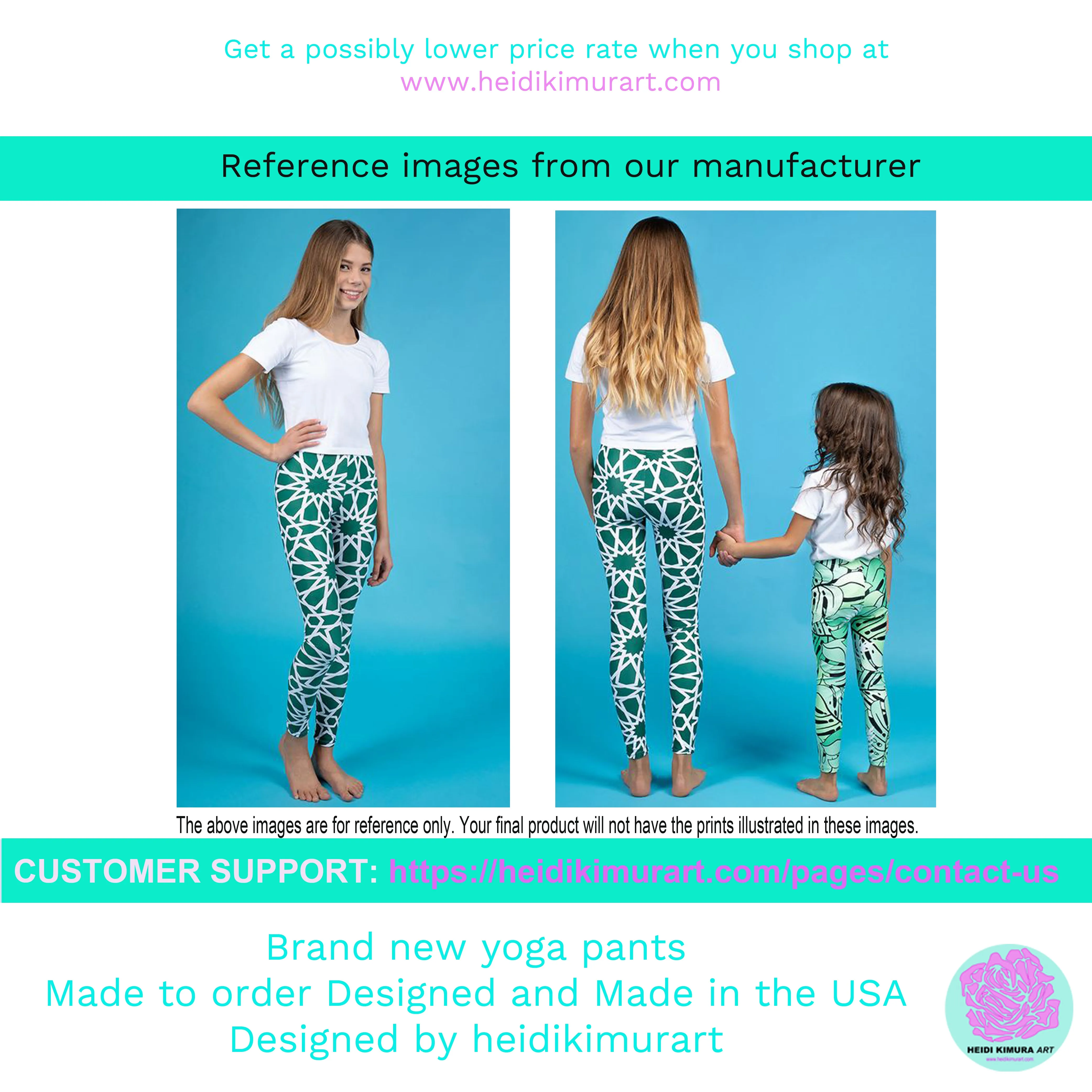 White And Black Horizontal Stripe Print Modern Best Youth Leggings- Made in USA/ EU