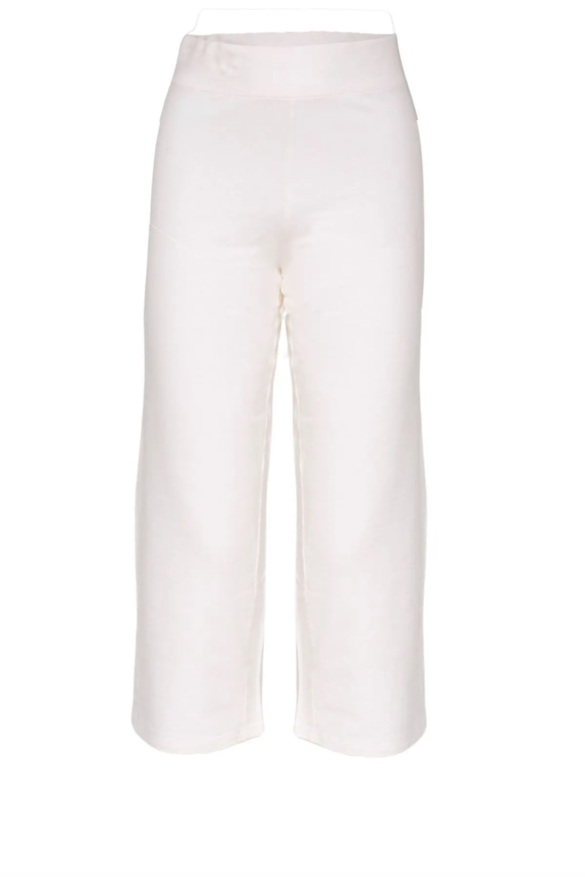 White Cropped Wide Leg Joggers