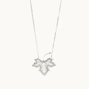 Winter Necklace, Crystal Leaf Necklace, 925 Sterling Silver