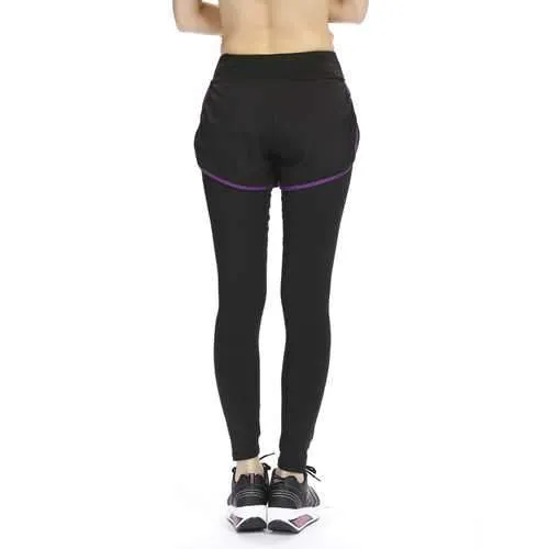 Women Fitness Yoga Workout Leisure Elastic False Two-piece Ninth Pants Leggings Sportswear