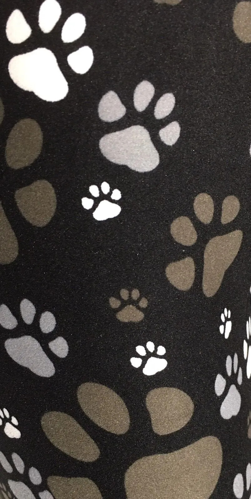 Womens Dog Paw Leggings, Soft Yoga Pants,  Sizes 18-22, No-Roll Waist, Black/Brown